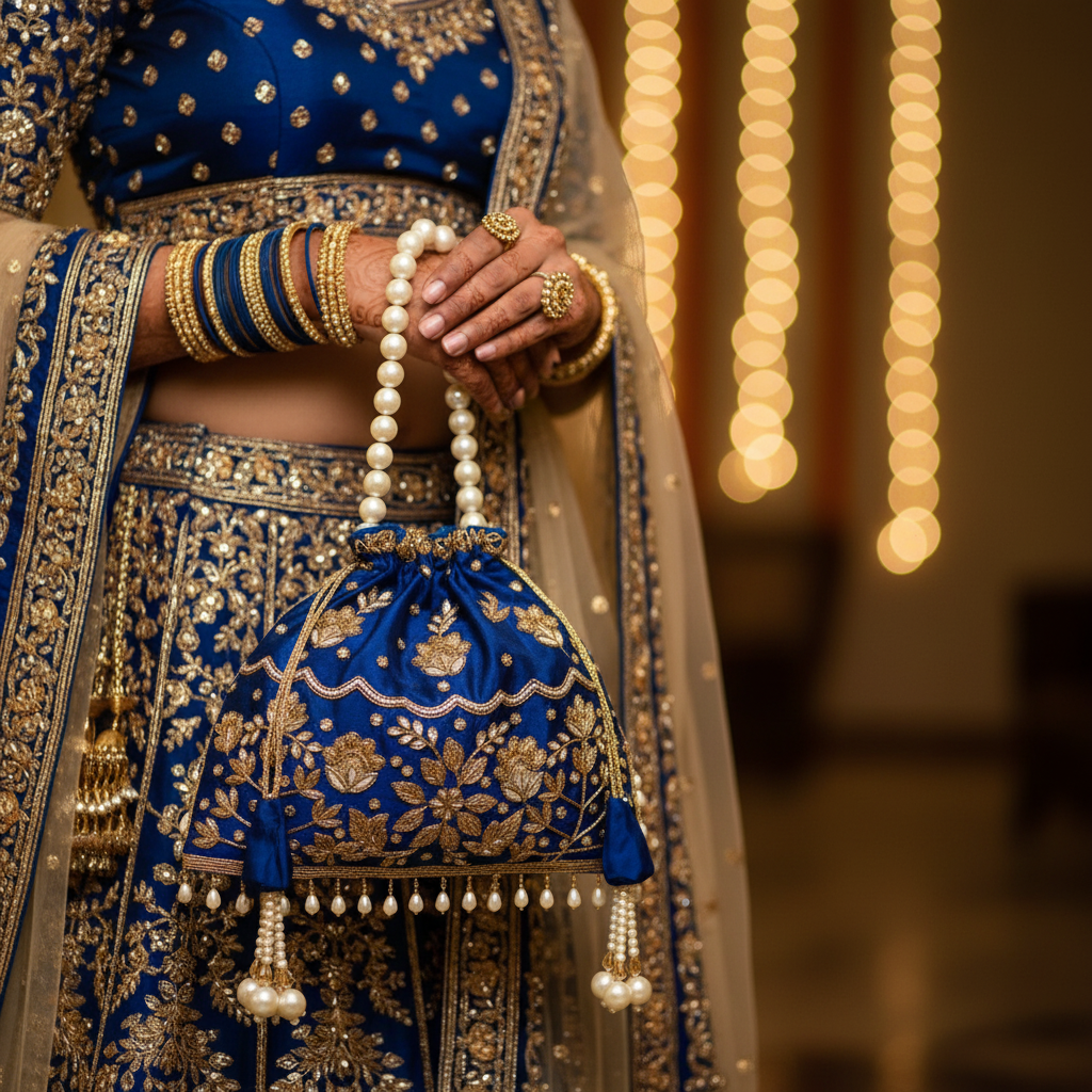 Traditional Potli Handbag – Royal Blue