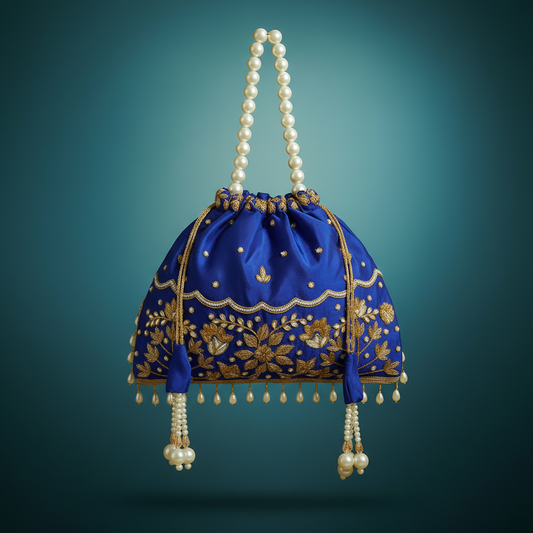 Traditional Potli Handbag – Royal Blue