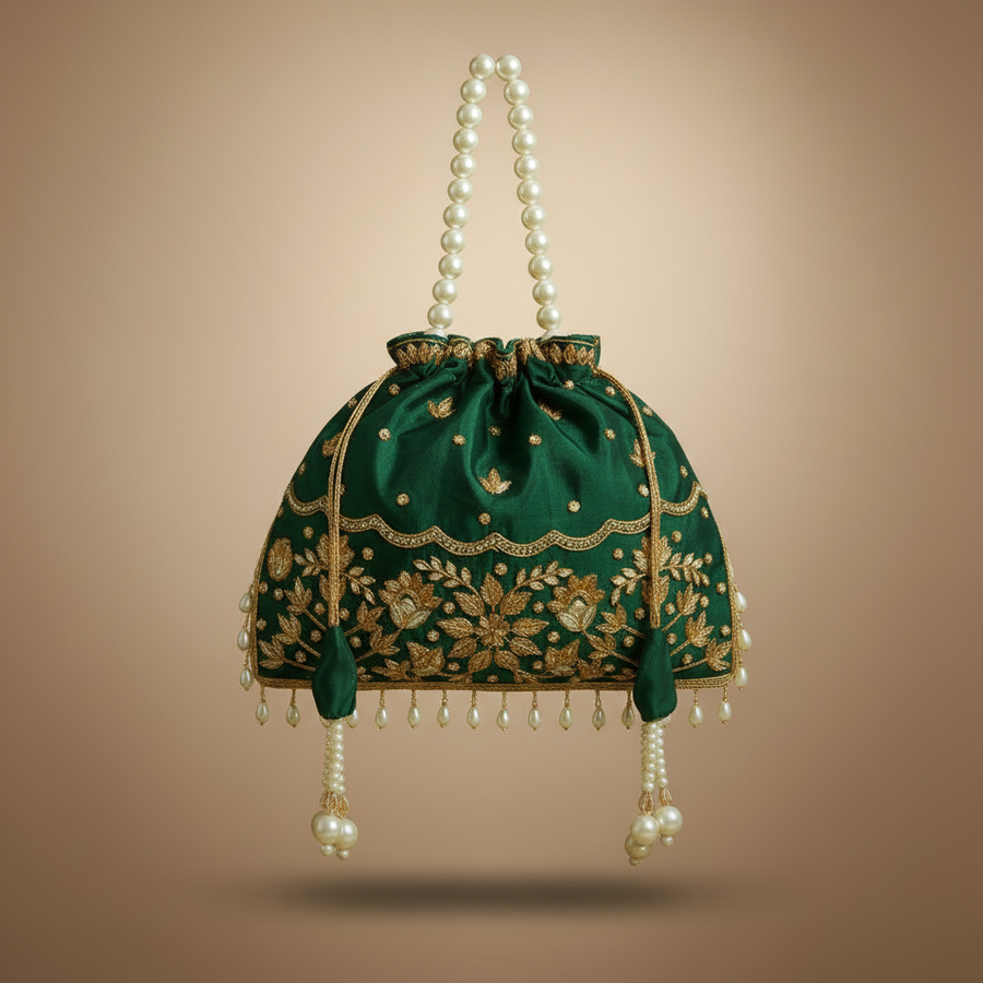 Traditional Potli Handbag – Green