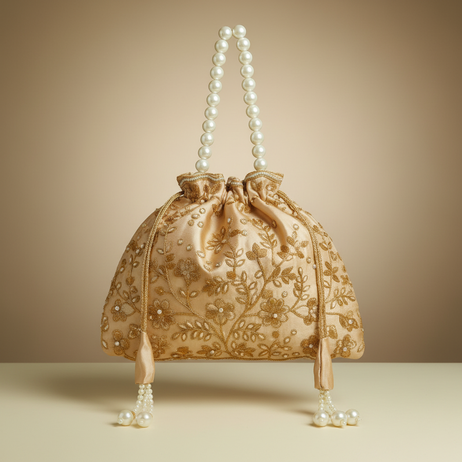 Traditional Potli Handbag – Cream