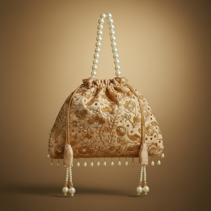 Traditional Potli Handbag – Cream