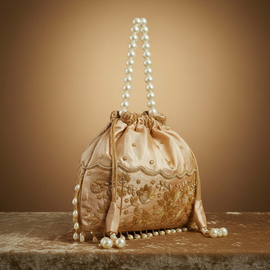 Traditional Potli Handbag – Cream