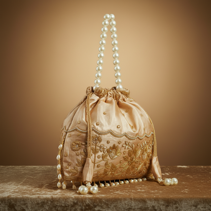 Traditional Potli Handbag – Cream