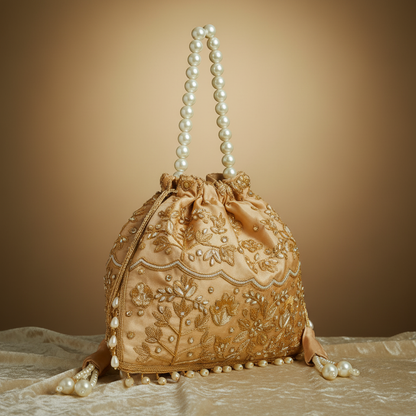 Traditional Potli Handbag – Cream