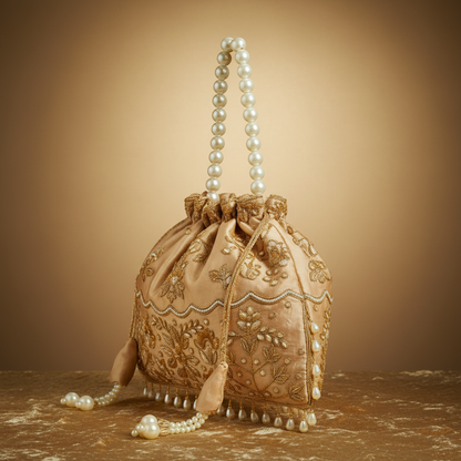 Traditional Potli Handbag – Cream
