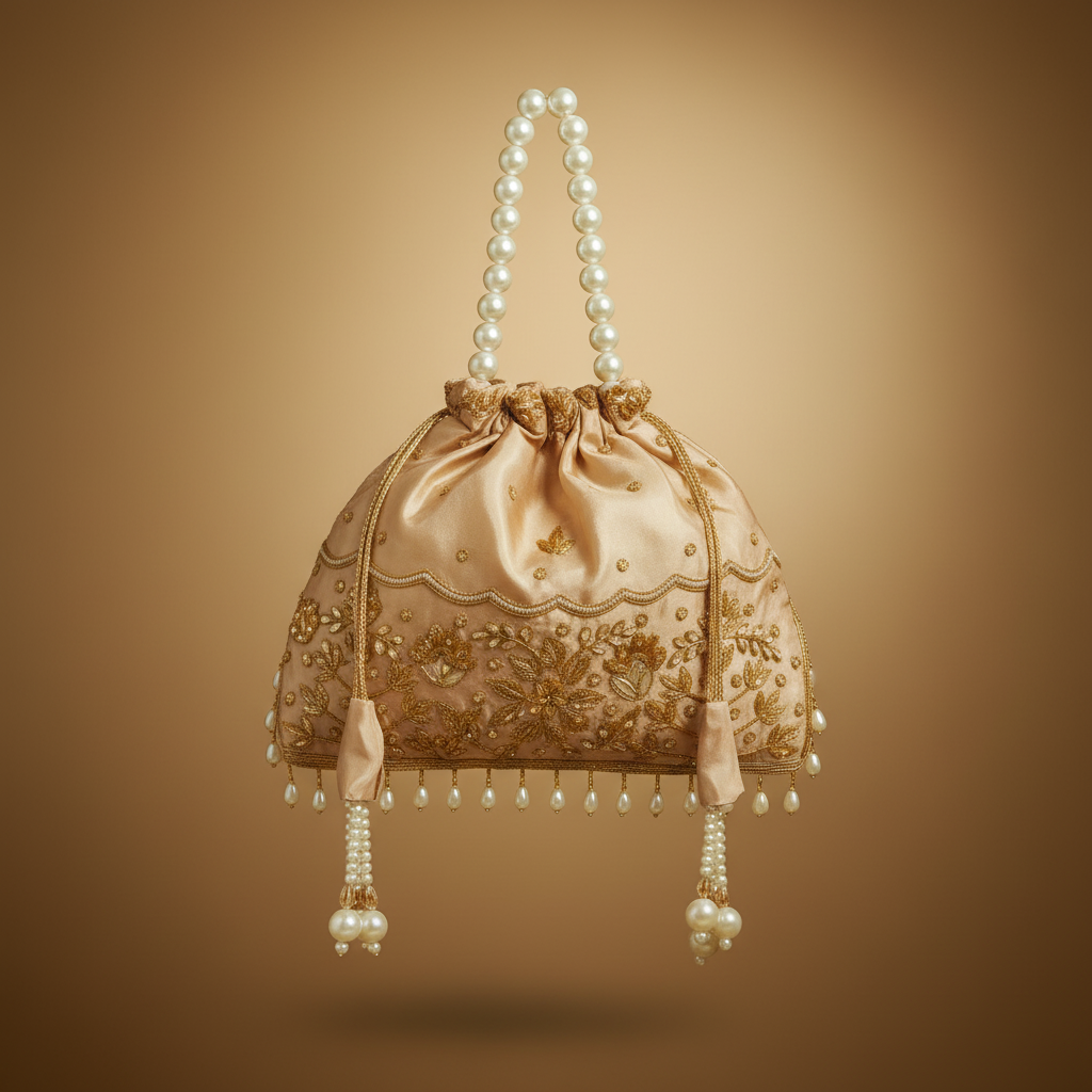 Traditional Potli Handbag – Cream