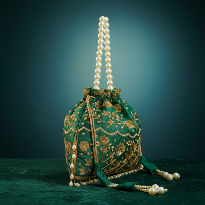 Traditional Potli Handbag – Green