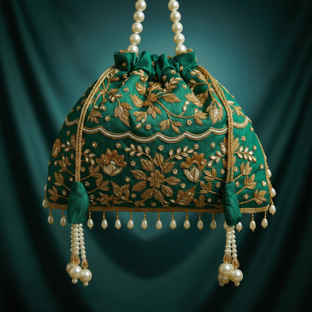Traditional Potli Handbag – Green