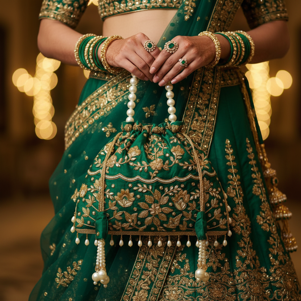 Traditional Potli Handbag – Green