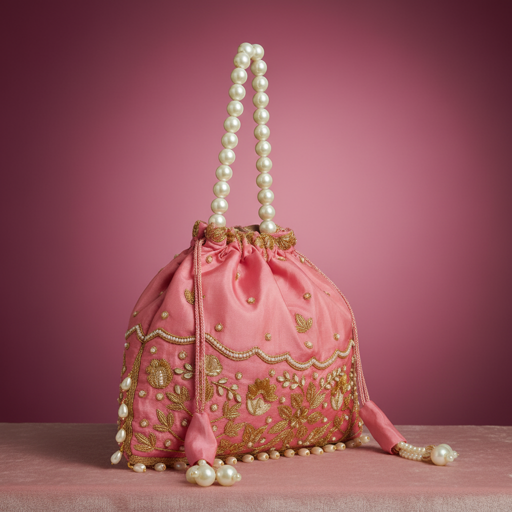 Traditional Potli Handbag – Light Pink