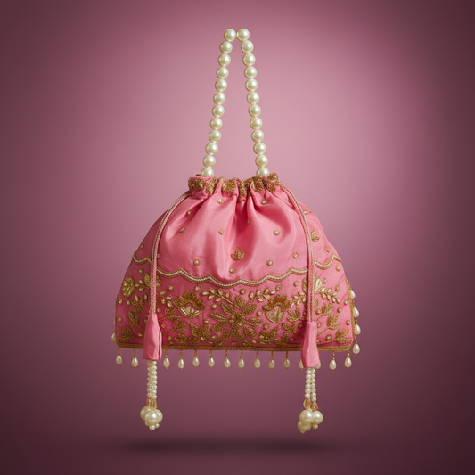 Traditional Potli Handbag – Light Pink