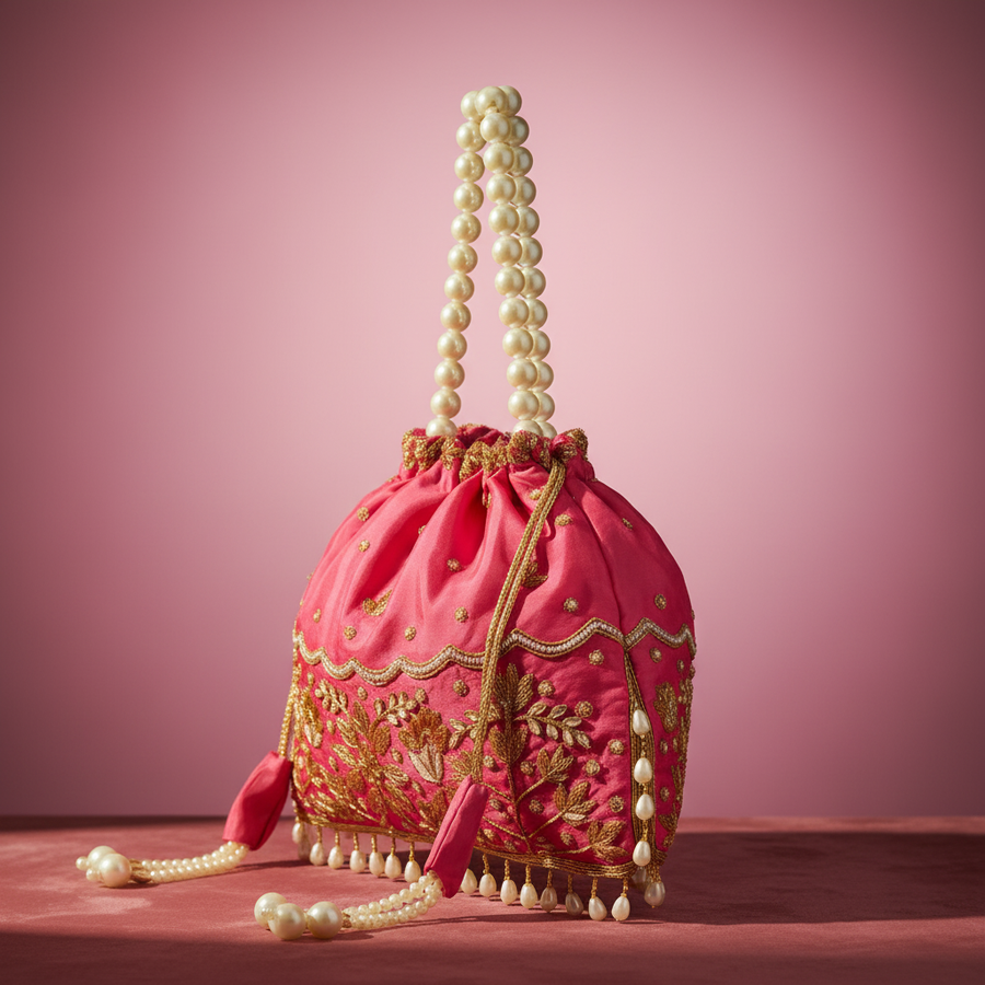 Traditional Potli Handbag – Pink