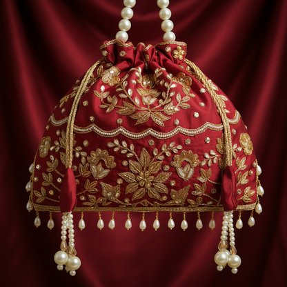 Traditional Potli Handbag – Red
