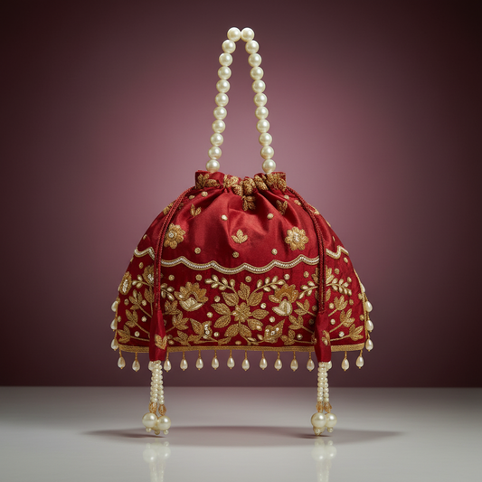 Traditional Potli Handbag – Red