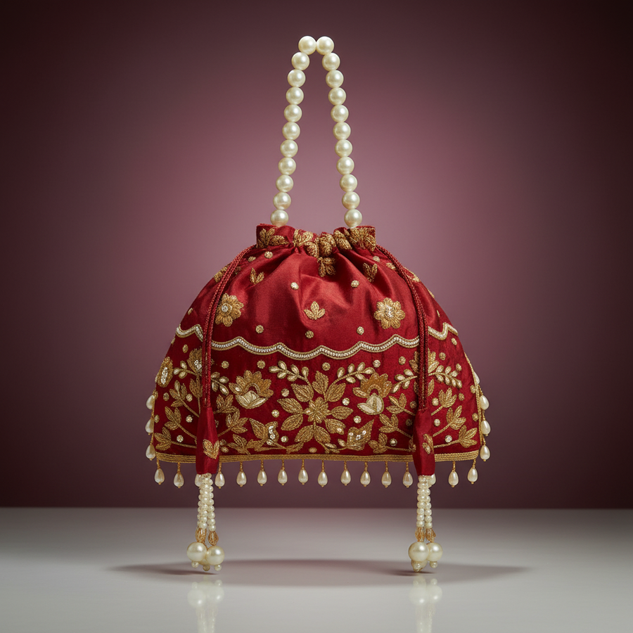 Traditional Potli Handbag – Red