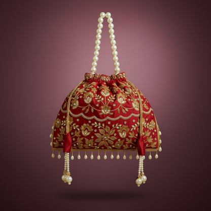 Traditional Potli Handbag – Red
